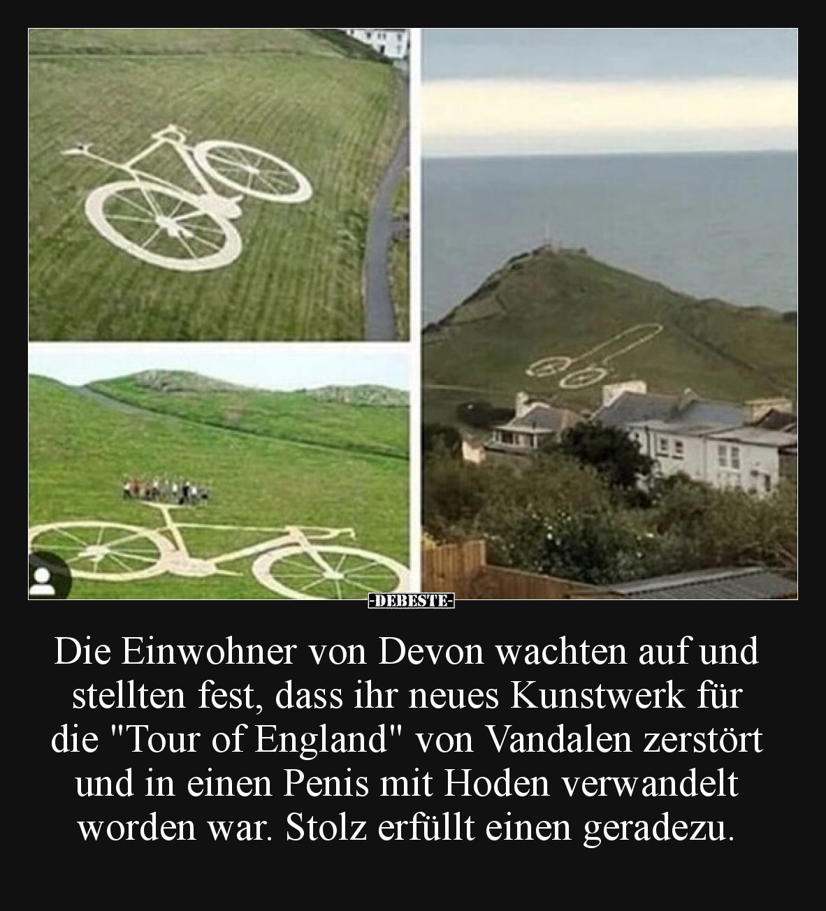 Die Einwohner von Devon wachten auf und stellten fest, dass ihr neues Kunstwerk für die "Tour of England" von Vanda...