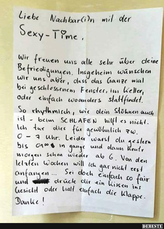 Liebe Nachbar(i)n mit der ... -Time.. - Lustige Bilder | DEBESTE.de