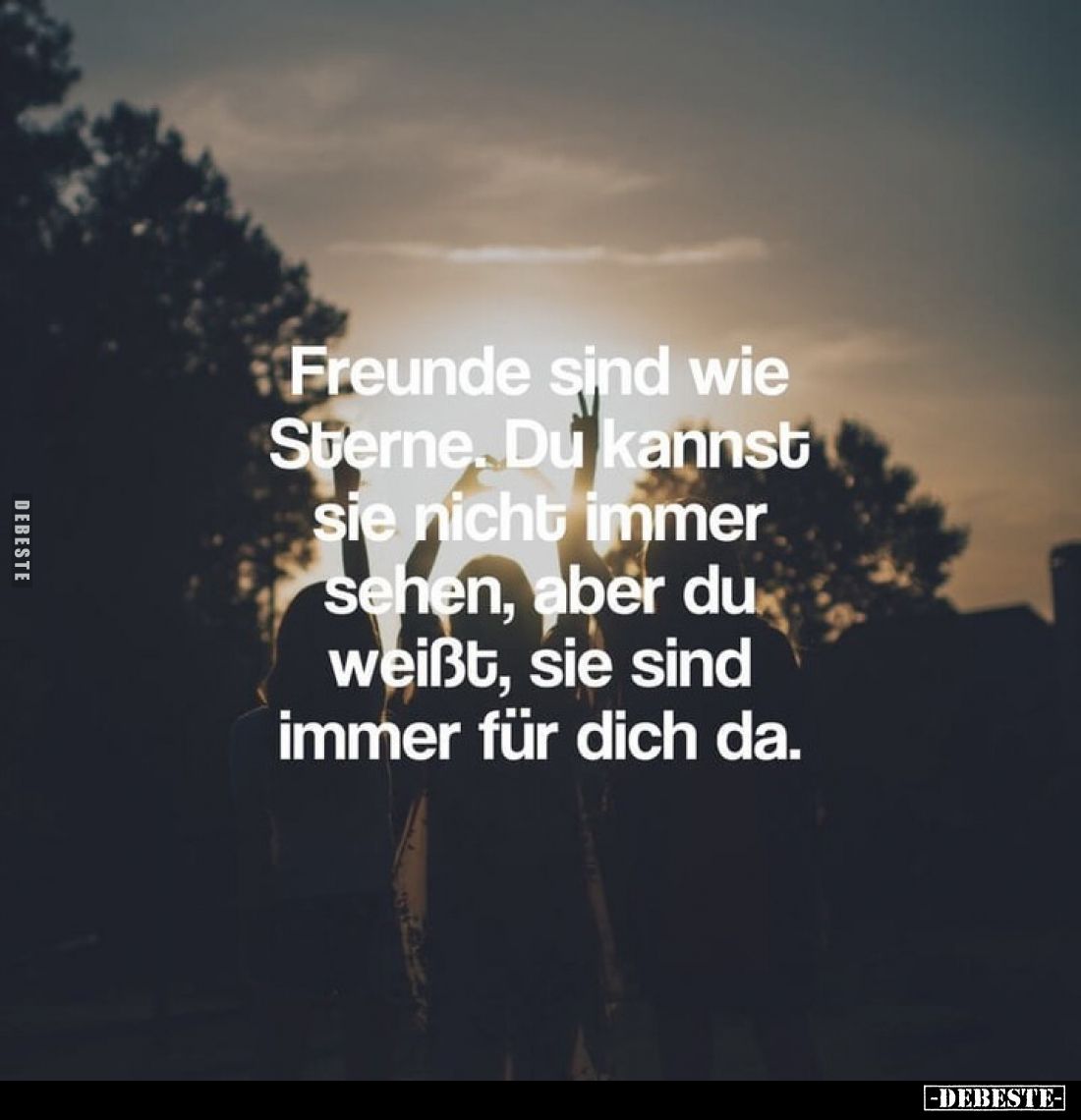 Freunde sind wie Sterne. Du kannst sie nicht immer sehen, aber du weißt, sie sind immer für dich da.