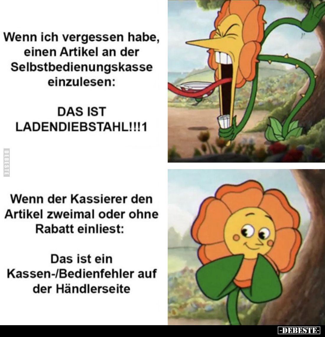Wenn ich vergessen habe, einen Artikel an der Selbstbedienungskasse einzulesen:
DAS IST LADENDIEBSTAHL!
-
Wenn der Kassier...