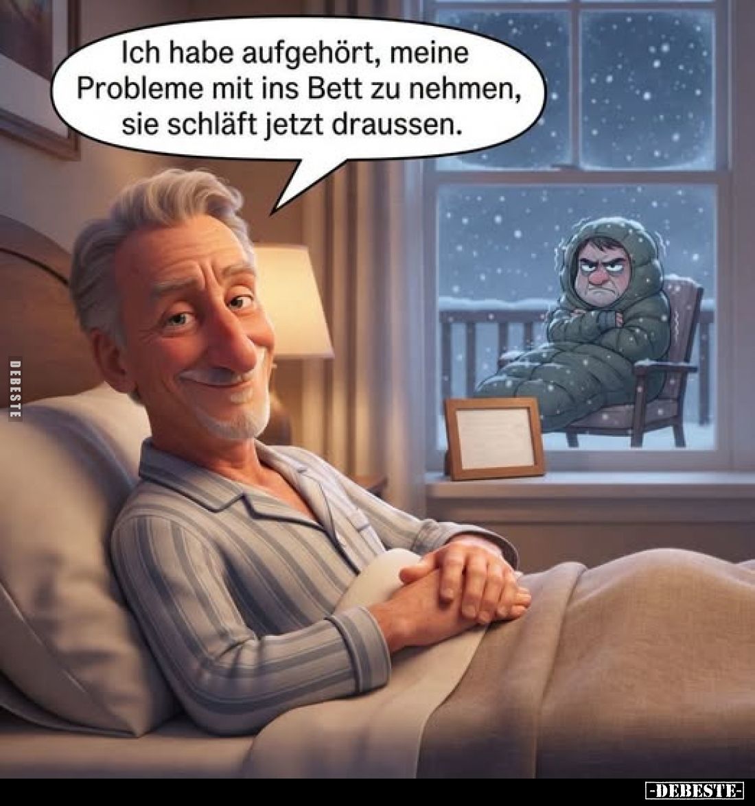 Ich habe aufgehört, meine Probleme mit ins Bett zu nehmen, sie schläft jetzt draussen.