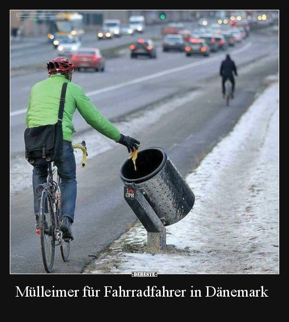 Mülleimer für Fahrradfahrer in Dänemark.. - Lustige Bilder | DEBESTE.de