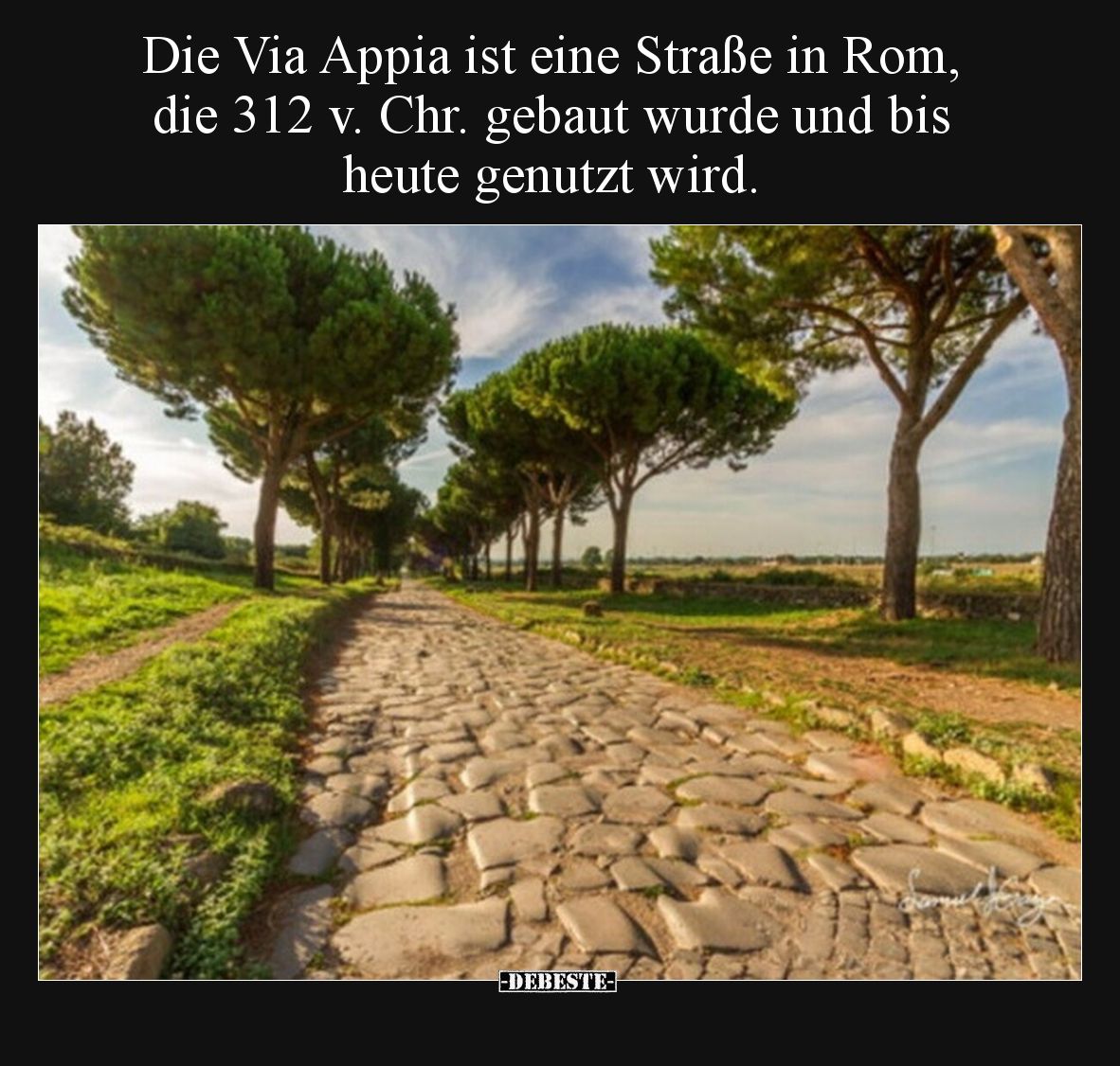 Die Via Appia ist eine Straße in Rom, die 312 v. Chr. gebaut wurde und bis heute genutzt wird.