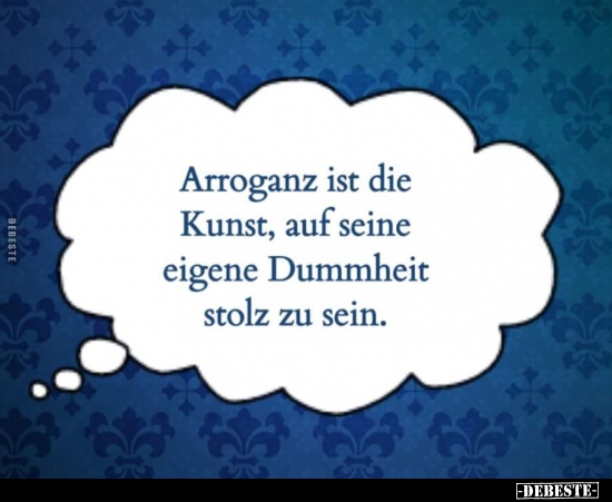 Arroganz ist die Kunst, auf seine eigene Dummheit stolz zu.. - Lustige Bilder | DEBESTE.de
