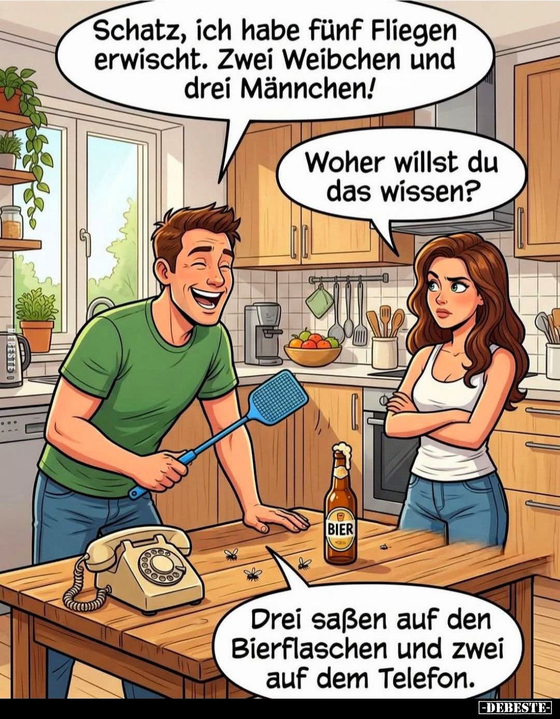 Schatz, ich habe fünf Fliegen erwischt... - Lustige Bilder | DEBESTE.de