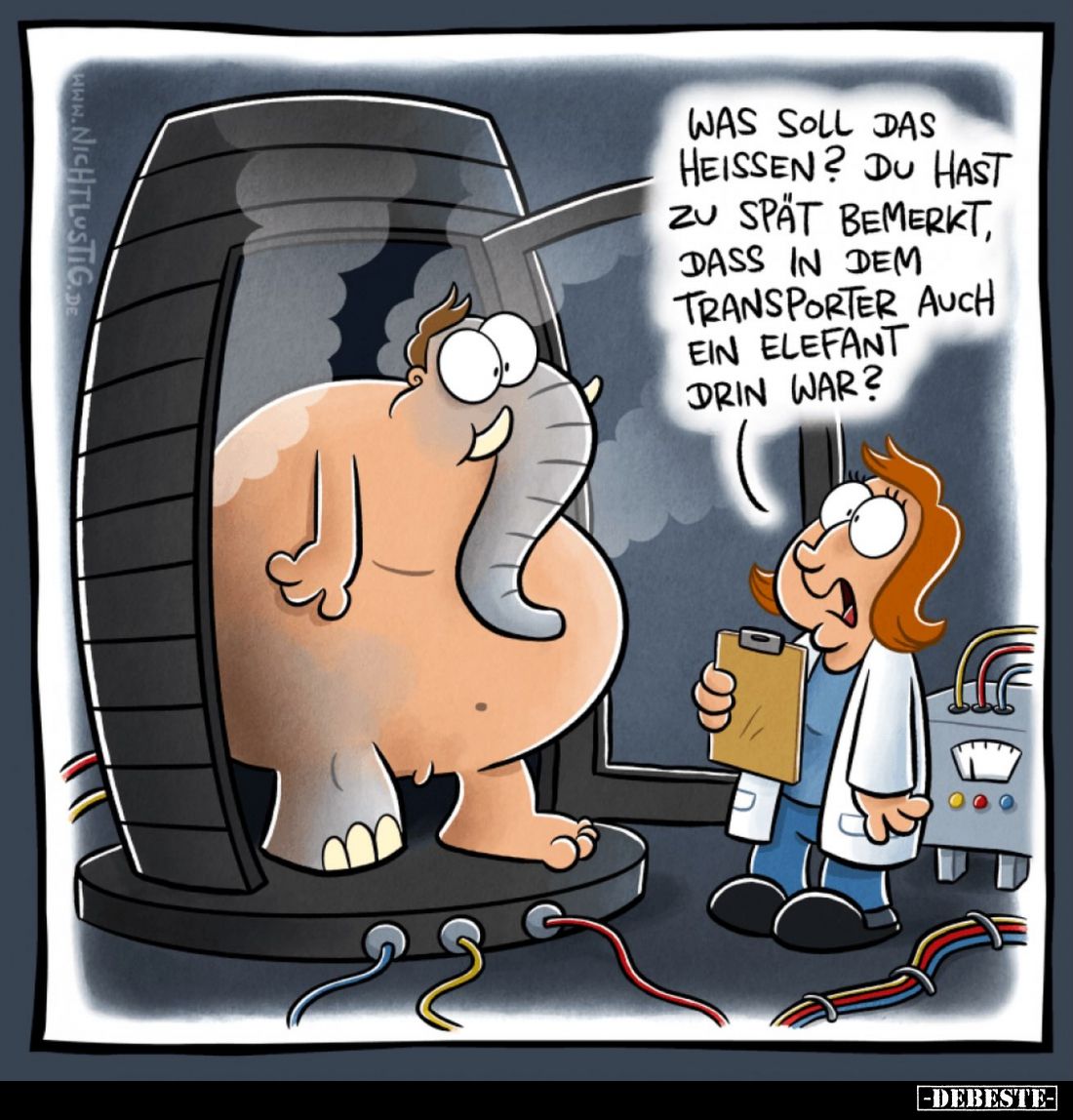 Was soll das heissen? Du hast zu spät bemerkt, dass in dem Transporter auch ein Elefant drin war?