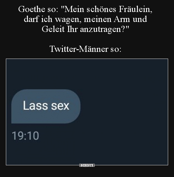 Goethe so: "Mein schönes Fräulein, darf ich wagen, meinen.." - Lustige Bilder | DEBESTE.de