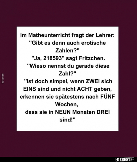 Im Matheunterricht fragt der Lehrer.. - Lustige Bilder | DEBESTE.de