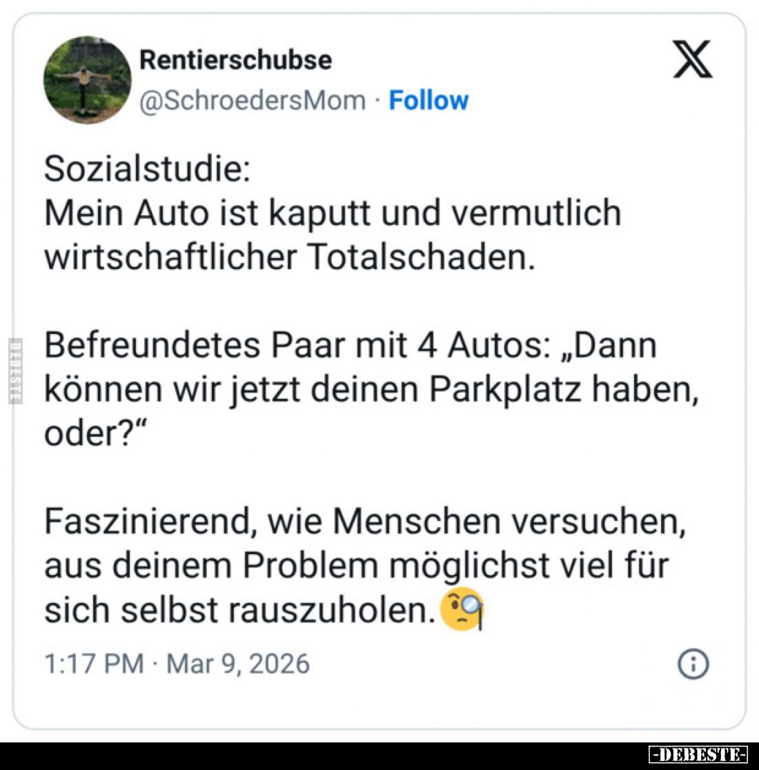 Sozialstudie: Mein Auto ist kaputt und vermutlich.. - Lustige Bilder | DEBESTE.de