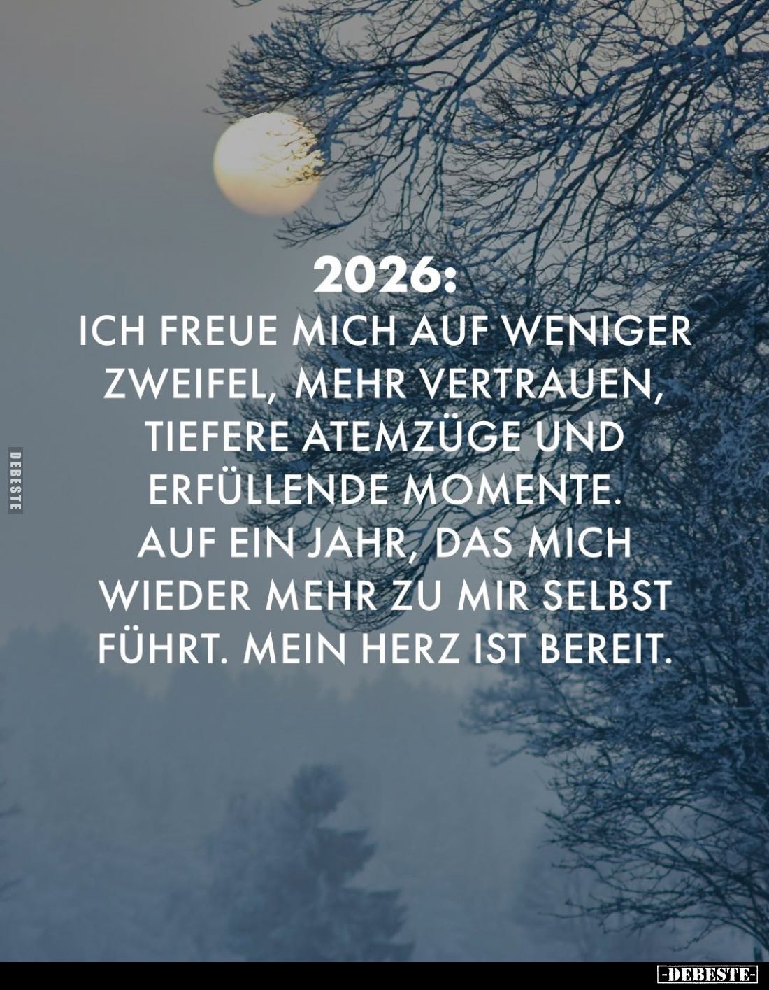 2026:
Ich freue mich auf weniger Zweifel, mehr Vertrauen, tiefere Atemzüge und erfüllende Momente. auf ein Jahr, das mich wi...