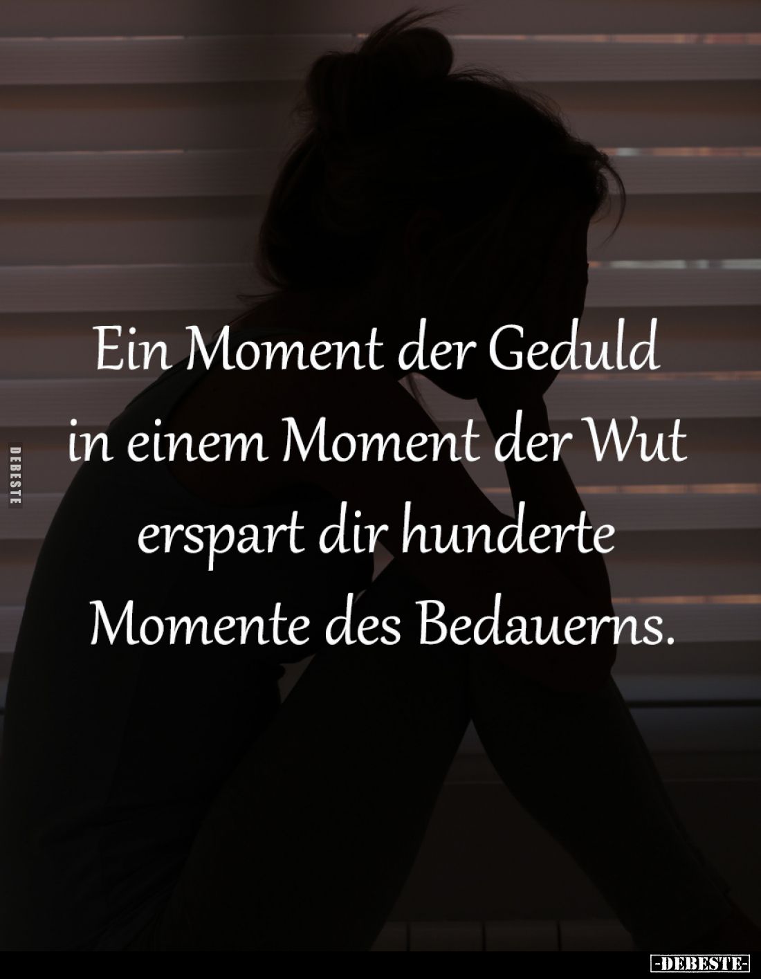 Ein Moment der Geduld 
in einem Moment der Wut 
erspart dir hunderte 
Momente des Bedauerns.