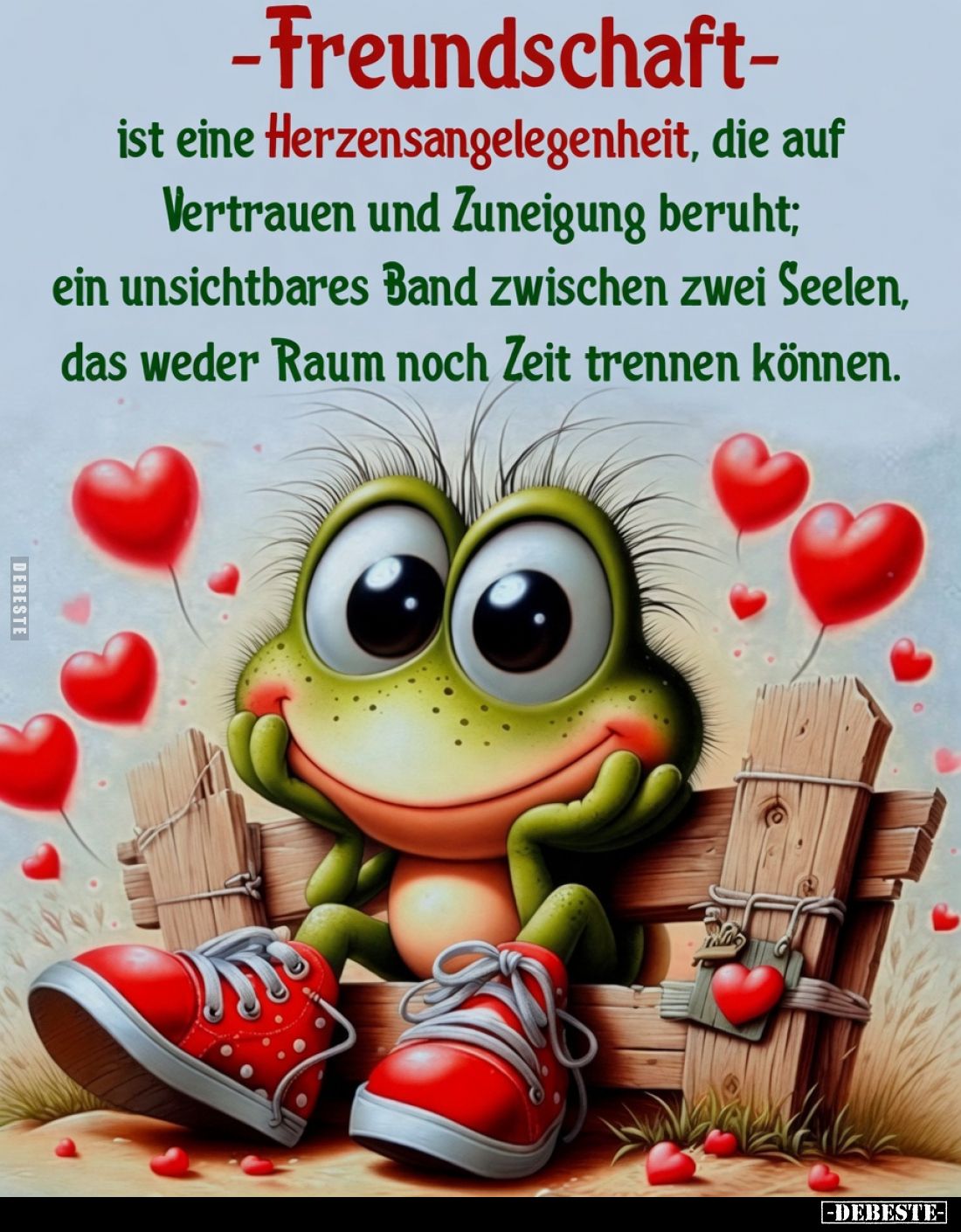 -Freundschaft-
ist eine Herzensangelegenheit, die auf Vertrauen und Zuneigung beruht;
ein unsichtbares Band zwischen zwei S...