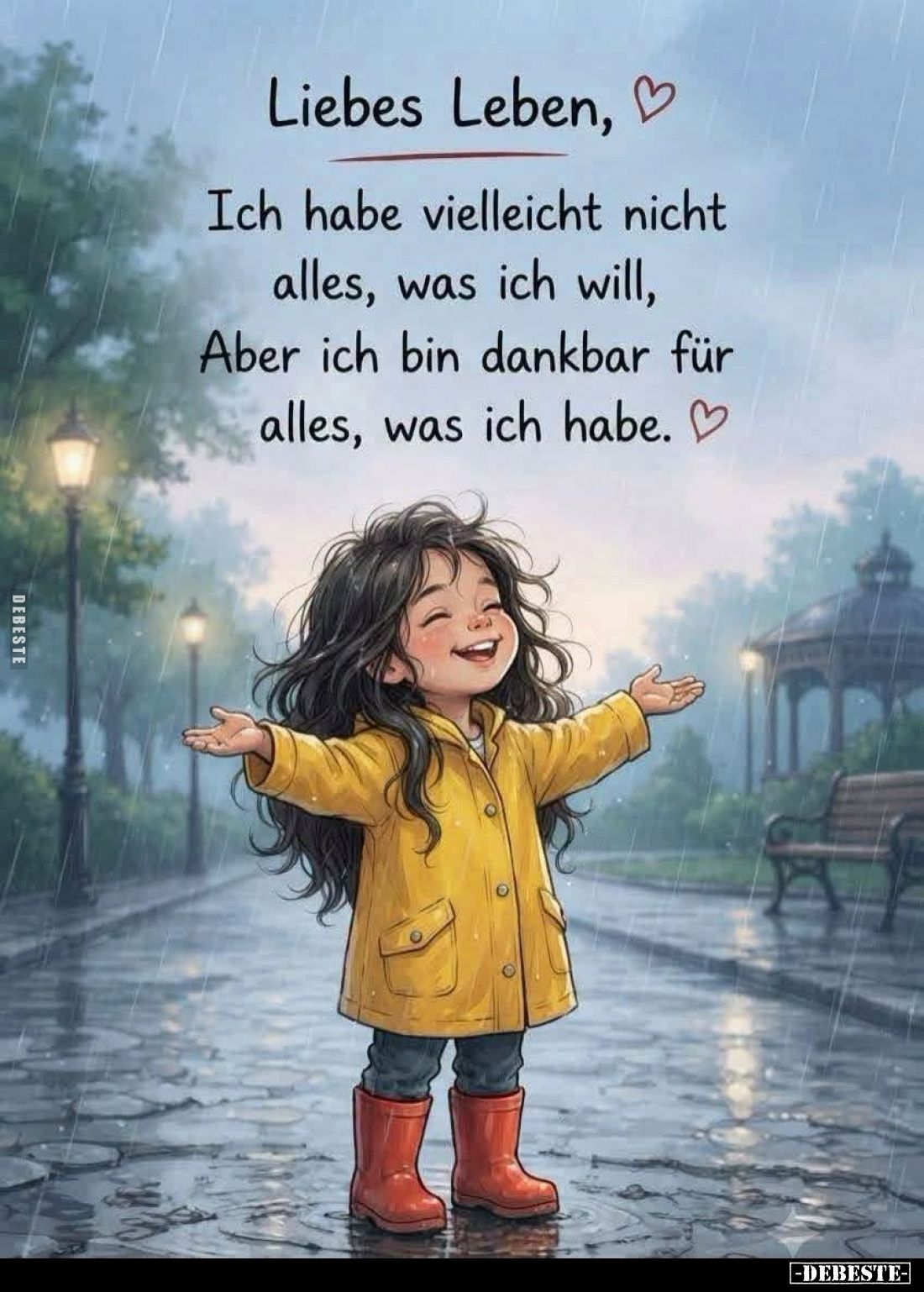 Liebes Leben,
Ich habe vielleicht nicht alles, was ich will,
Aber ich bin dankbar für alles, was ich habe.