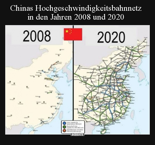 Chinas Hochgeschwindigkeitsbahnnetz in den Jahren 2008 und.. - Lustige Bilder | DEBESTE.de