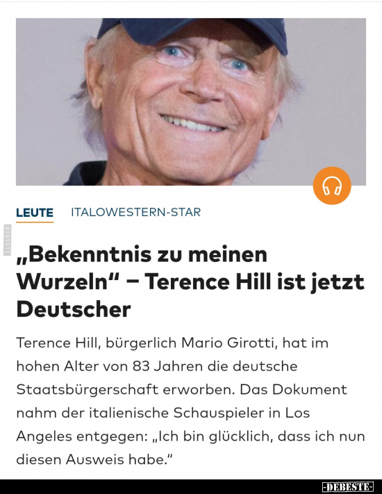 "Bekenntnis zu meinen Wurzeln" - Terence Hill ist jetzt.. - Lustige Bilder | DEBESTE.de