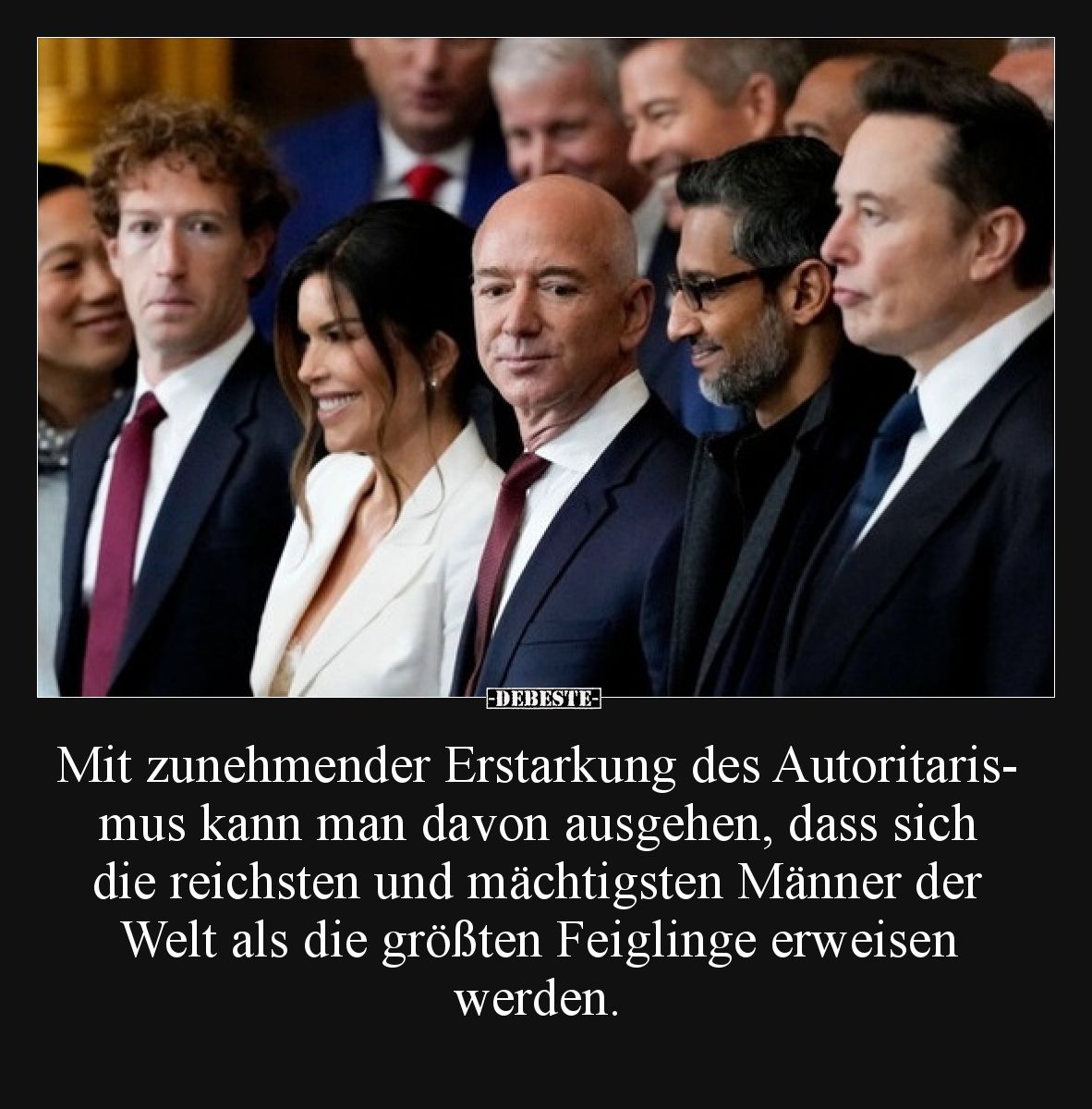 Mit zunehmender Erstarkung des Autoritarismus kann man davon ausgehen, dass sich die reichsten und mächtigsten Männer der Wel...