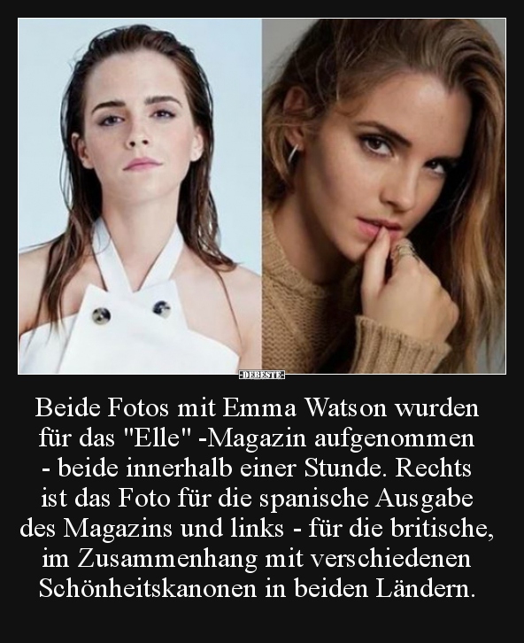 Beide Fotos mit Emma Watson wurden für das "Elle" -Magazin.. - Lustige Bilder | DEBESTE.de