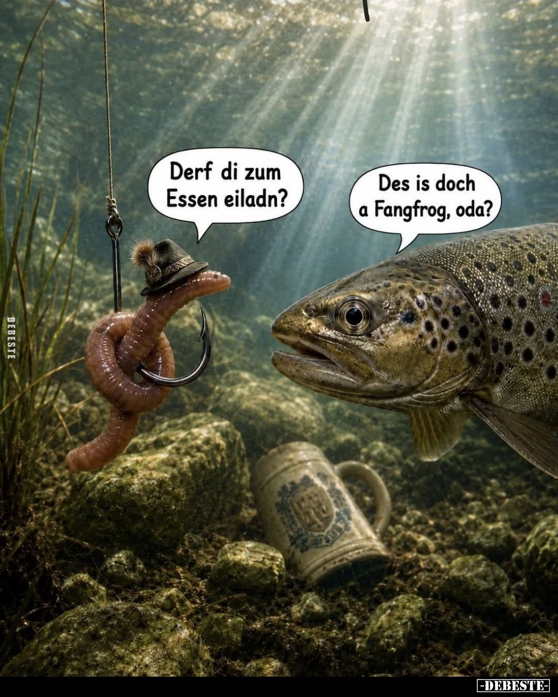 Derf di zum Essen eiladn? -
Des is doch a Fangfrog, oda?