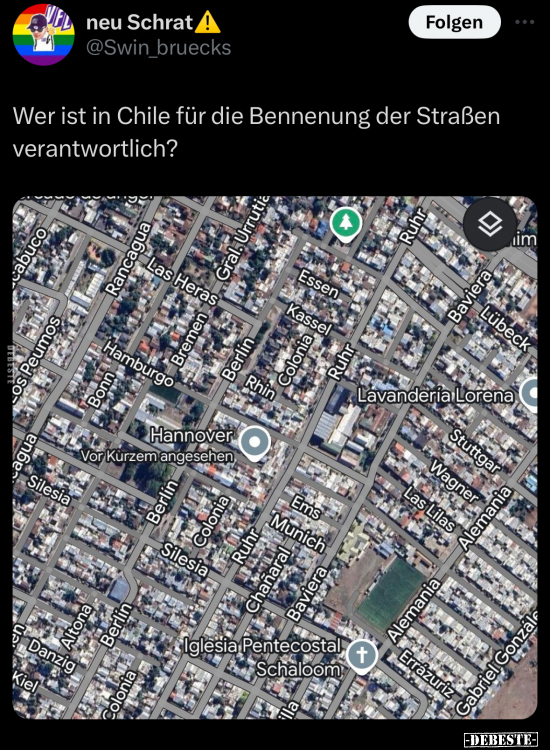 Wer ist in Chile für die Bennenung der Straßen.. - Lustige Bilder | DEBESTE.de