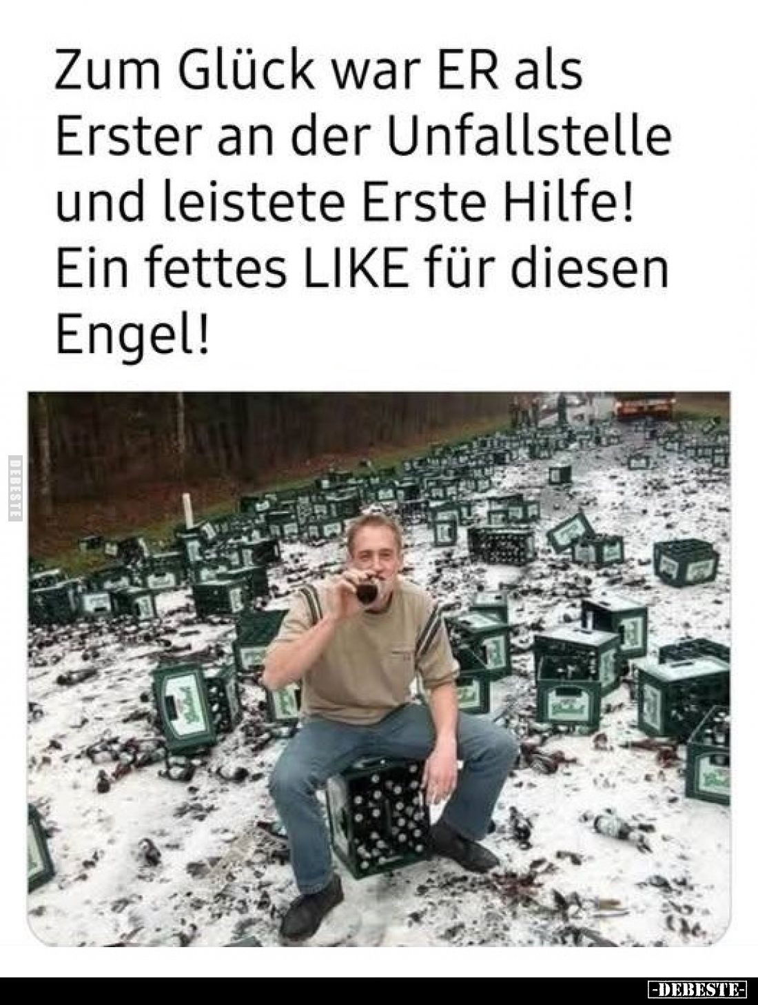 Zum Glück war ER als Erster an der Unfallstelle und leistete Erste Hilfe!
Ein fettes LIKE für diesen Engel!