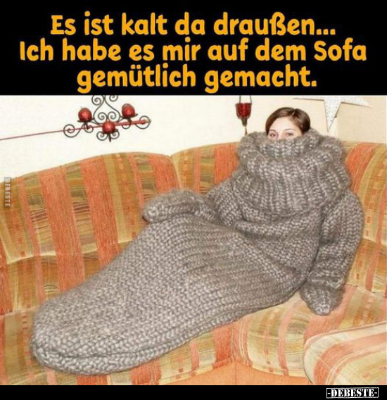 Es ist kalt da draußen... Ich habe es mir auf dem Sofa.. - Lustige Bilder | DEBESTE.de