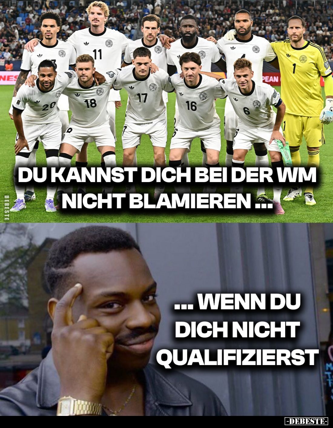 Du kannst dich bei der WM nicht blamieren.
Wenn du dich nicht qualifizierst.