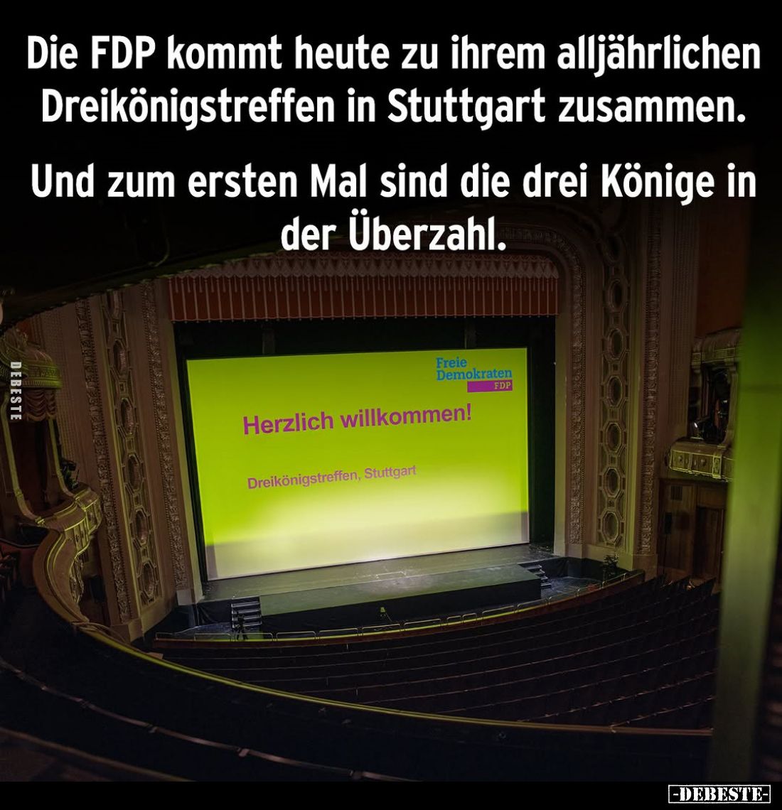 Die FDP kommt heute zu ihrem alljährlichen Dreikönigstreffen in Stuttgart zusammen.
Und zum ersten Mal sind die drei Könige ...