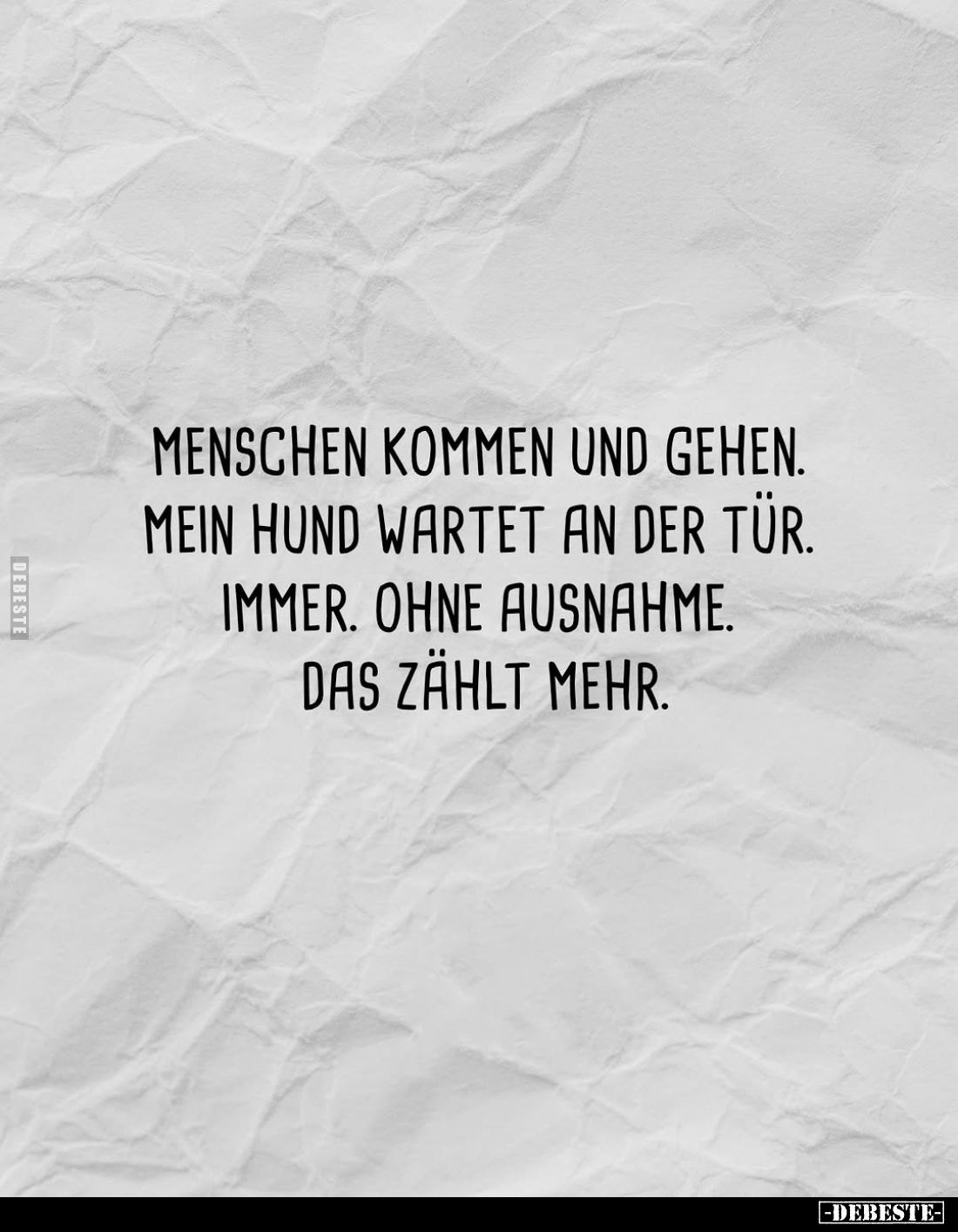 Menschen kommen und gehen. Mein Hund wartet an der Tür. Immer. Ohne Ausnahme. Das zählt mehr.