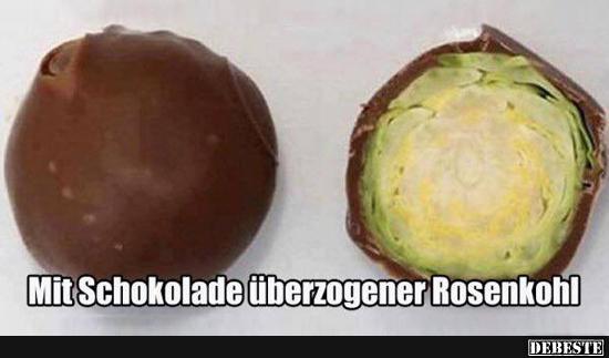 Mit Schokolade überzogener Rosenkohl..