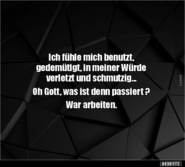 Ich fühle mich benutzt, gedemütigt, in meiner Würde.. - Lustige Bilder | DEBESTE.de