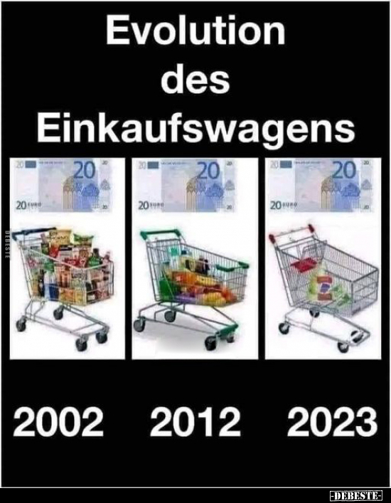 Evolution des Einkaufswagens 2002/2012/2023.. - Lustige Bilder | DEBESTE.de