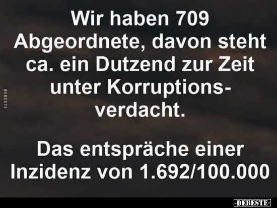 Wir haben 709 Abgeordnete, davon steht ca. ein Dutzend zur..
