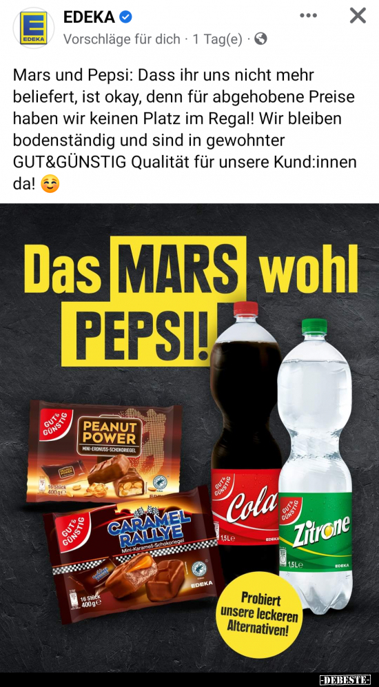 Mars und Pepsi: Dass ihr uns nicht mehr beliefert, ist.. - Lustige Bilder | DEBESTE.de