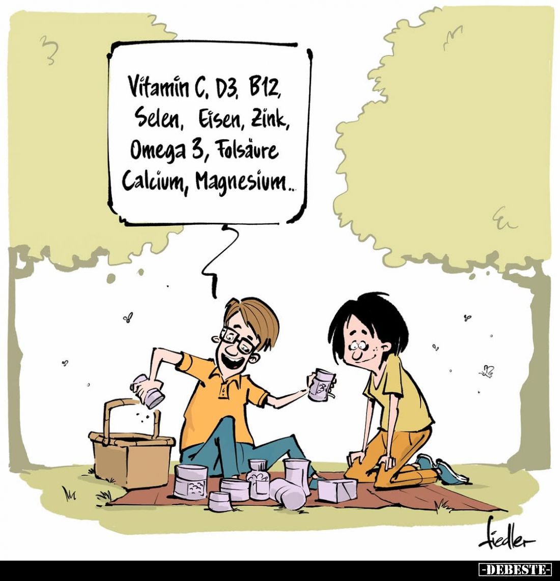 Vitamin C, D3, B12, Selen, Eisen, Zink, Omega 3, Folsäure Calcium, Magnesium...