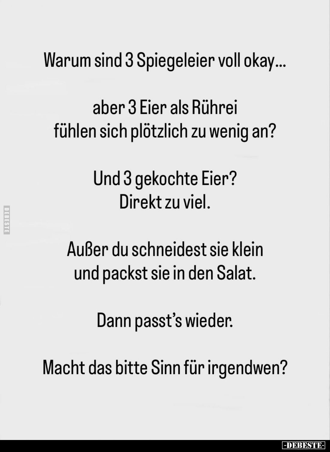 Warum sind 3 Spiegeleier voll okay... - Lustige Bilder | DEBESTE.de