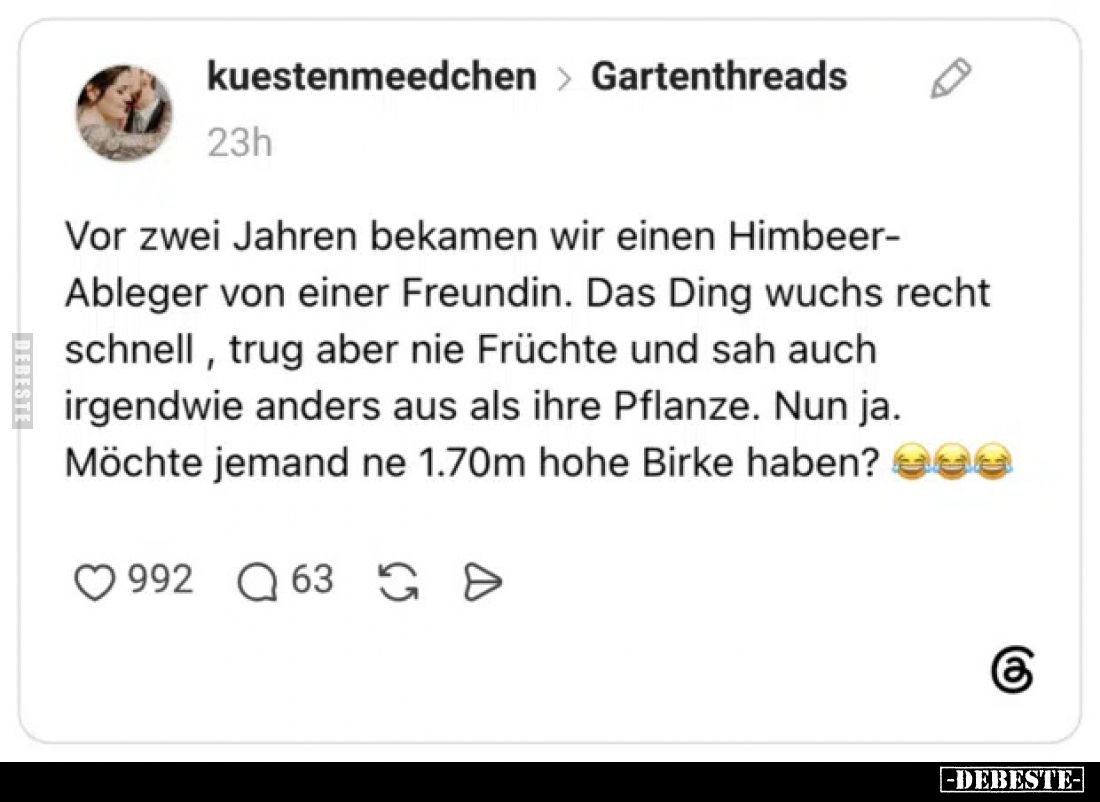 Vor zwei Jahren bekamen wir einen Himbeer-Ableger von einer Freundin.
Das Ding wuchs recht schnell, trug aber nie Früchte un...