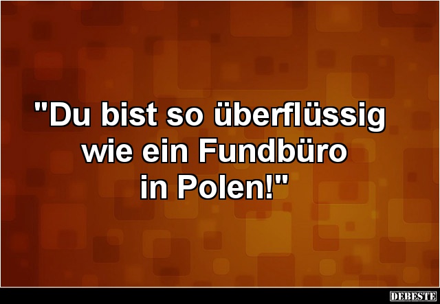 Du bist so überflüssig wie ein Fundbüro in Polen! - Lustige Bilder | DEBESTE.de