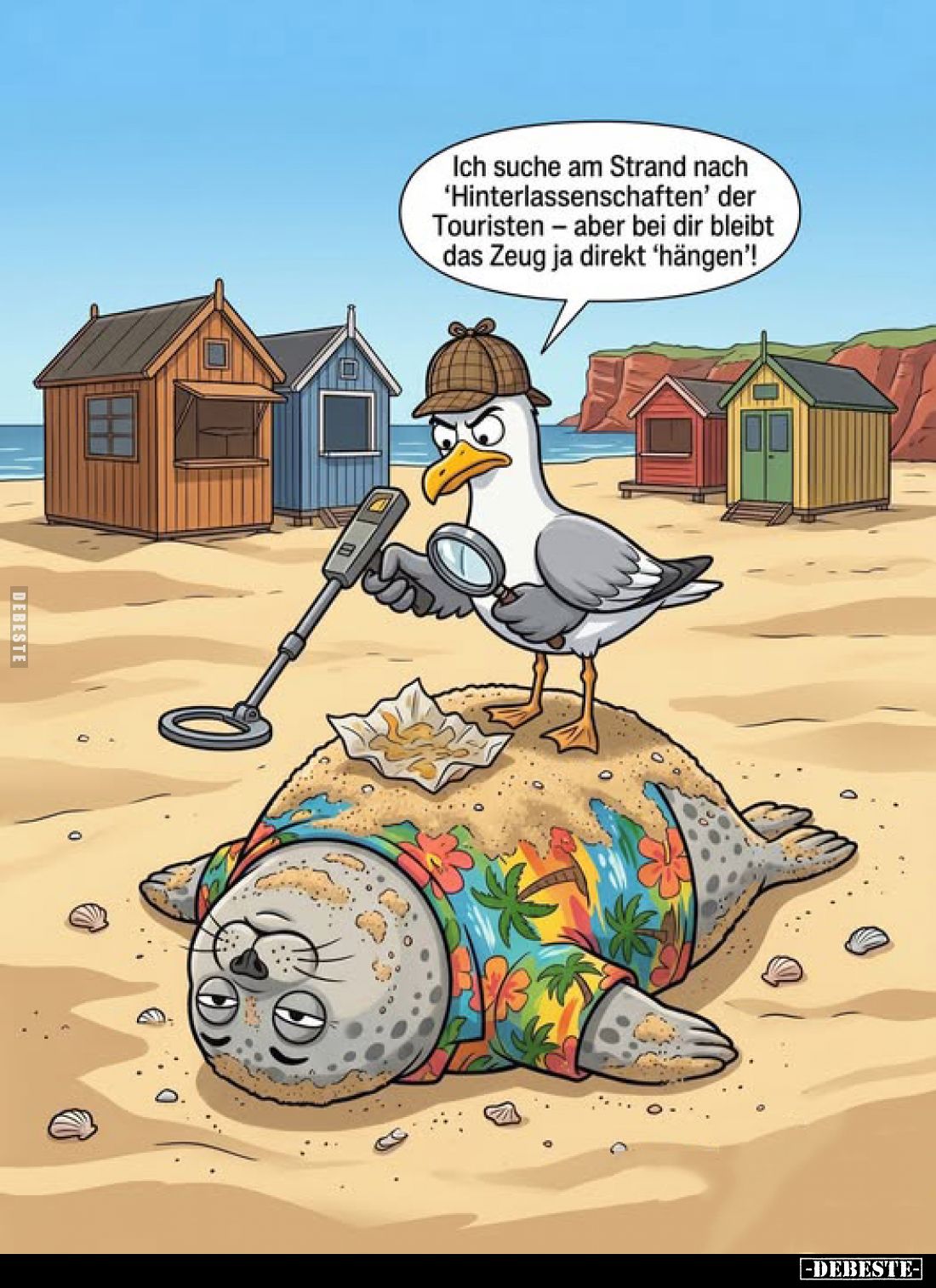 Ich suche am Strand nach "Hinterlassenschaften" der Touristen – aber bei dir bleibt das Zeug ja direkt "hängen...