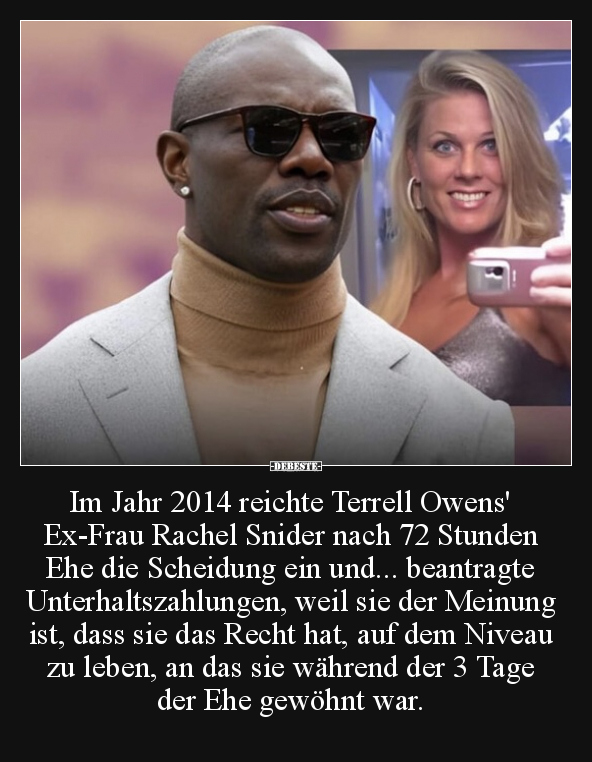 Im Jahr 2014 reichte Terrell Owens' Ex-Frau Rachel Snider.. - Lustige Bilder | DEBESTE.de