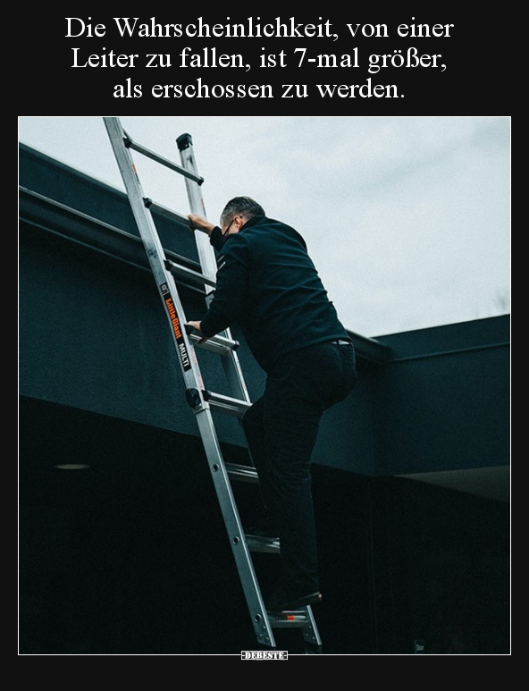 Die Wahrscheinlichkeit, von einer Leiter zu fallen, ist.. - Lustige Bilder | DEBESTE.de