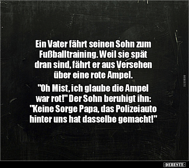 Ein Vater fährt seinen Sohn zum Fußballtraining... - Lustige Bilder | DEBESTE.de