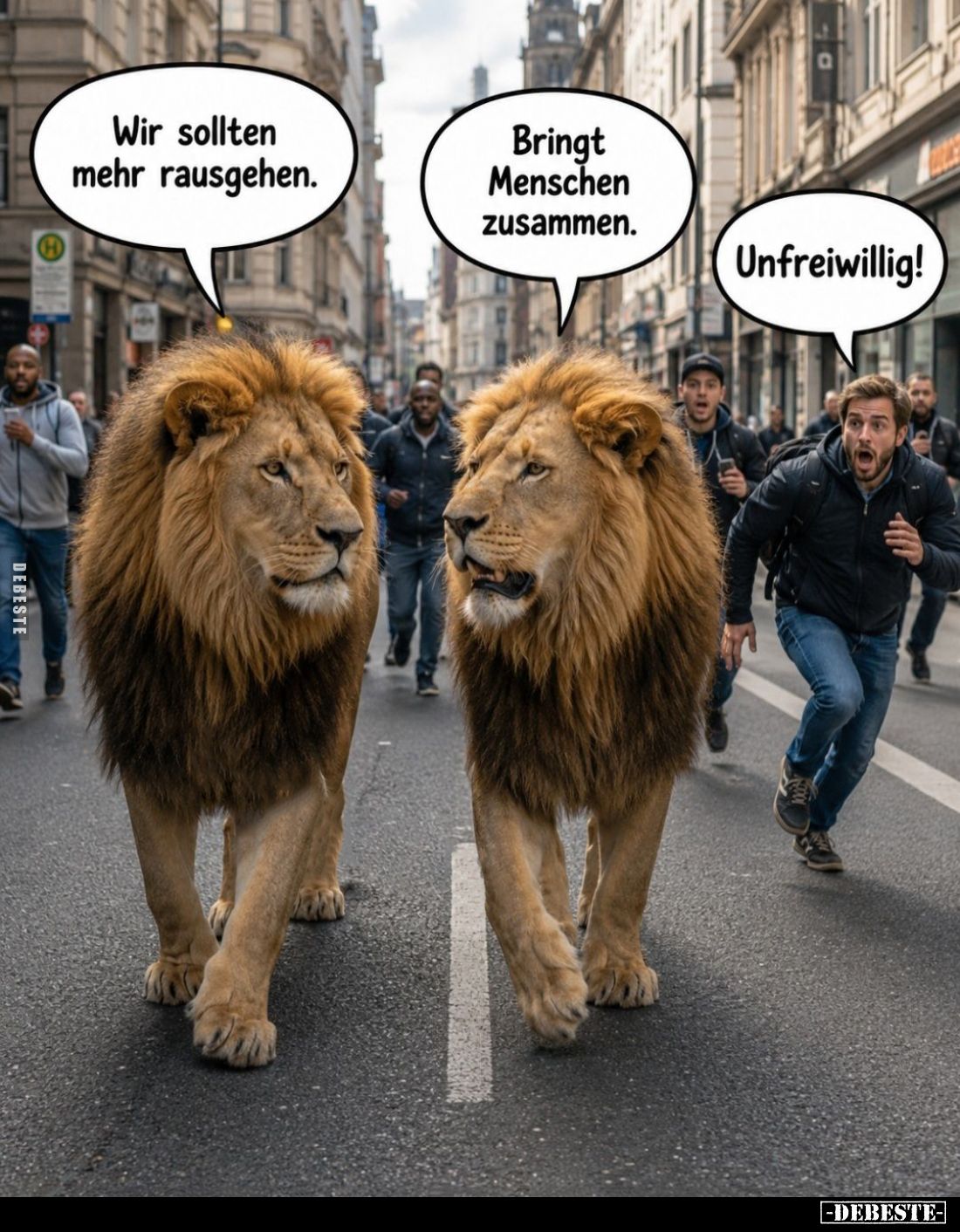 Wir sollten mehr rausgehen. -
Bringt Menschen zusammen. -
Unfreiwillig!
