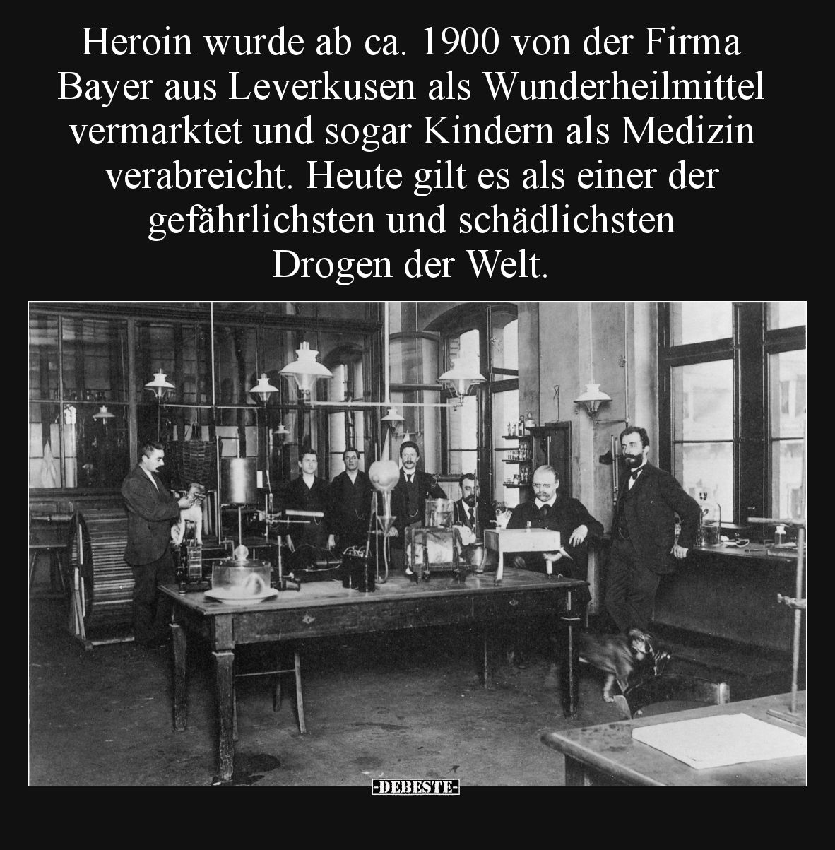 Heroin wurde ab ca. 1900 von der Firma Bayer aus Leverkusen als Wunderheilmittel vermarktet und sogar Kindern als Medizin ver...