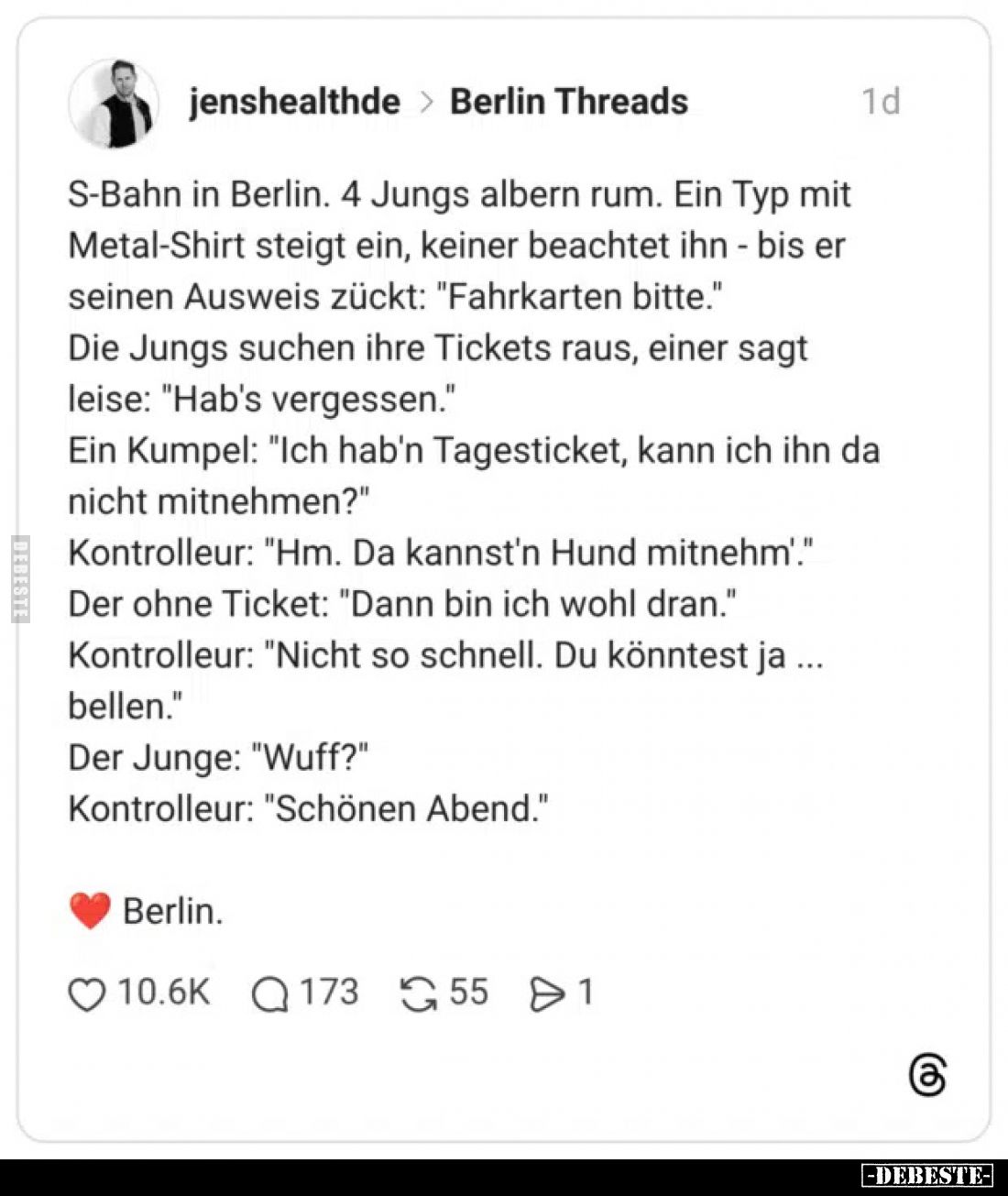 S-Bahn in Berlin. 4 Jungs albern rum. Ein Typ mit.. - Lustige Bilder | DEBESTE.de