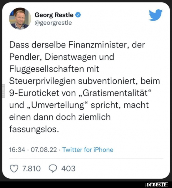 Dass derselbe Finanzminister, der Pendler, Dienstwagen und.. - Lustige Bilder | DEBESTE.de