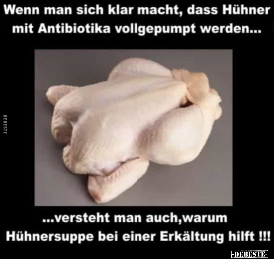 Wenn man sich klar macht, dass Hühner mit Antibiotika.. - Lustige Bilder | DEBESTE.de