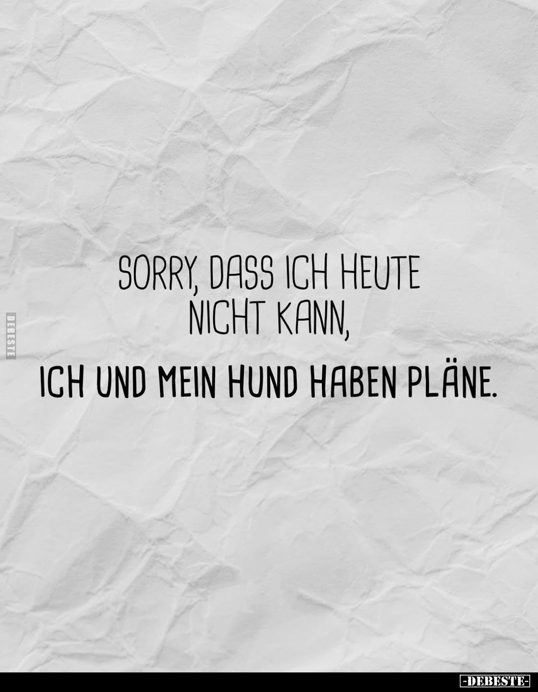 Sorry, dass ich heute nicht kann,
ich und mein Hund haben Pläne.