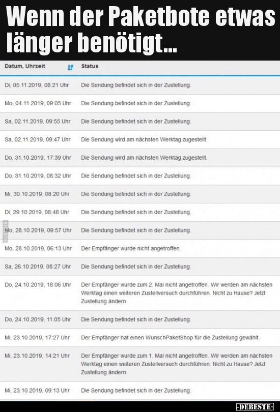 Wenn der Paketbote etwas länger benötigt...