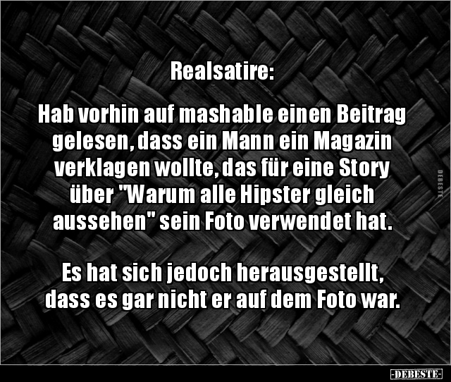 Realsatire: Hab vorhin auf mashable einen Beitrag.. - Lustige Bilder | DEBESTE.de