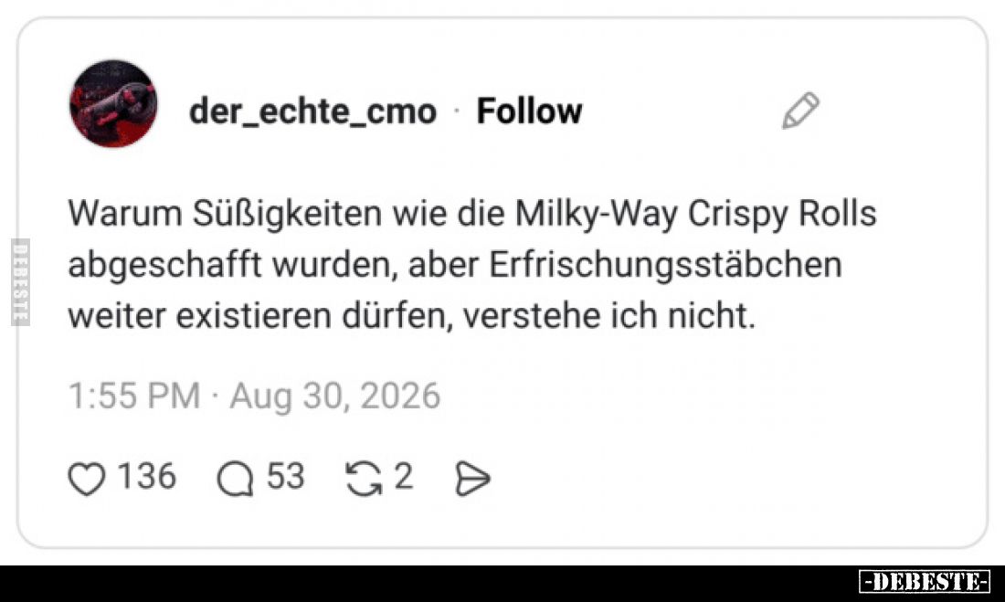 Warum Süßigkeiten wie die Milky-Way Crispy Rolls abgeschafft wurden, aber Erfrischungsstäbchen weiter existieren dürfen, vers...